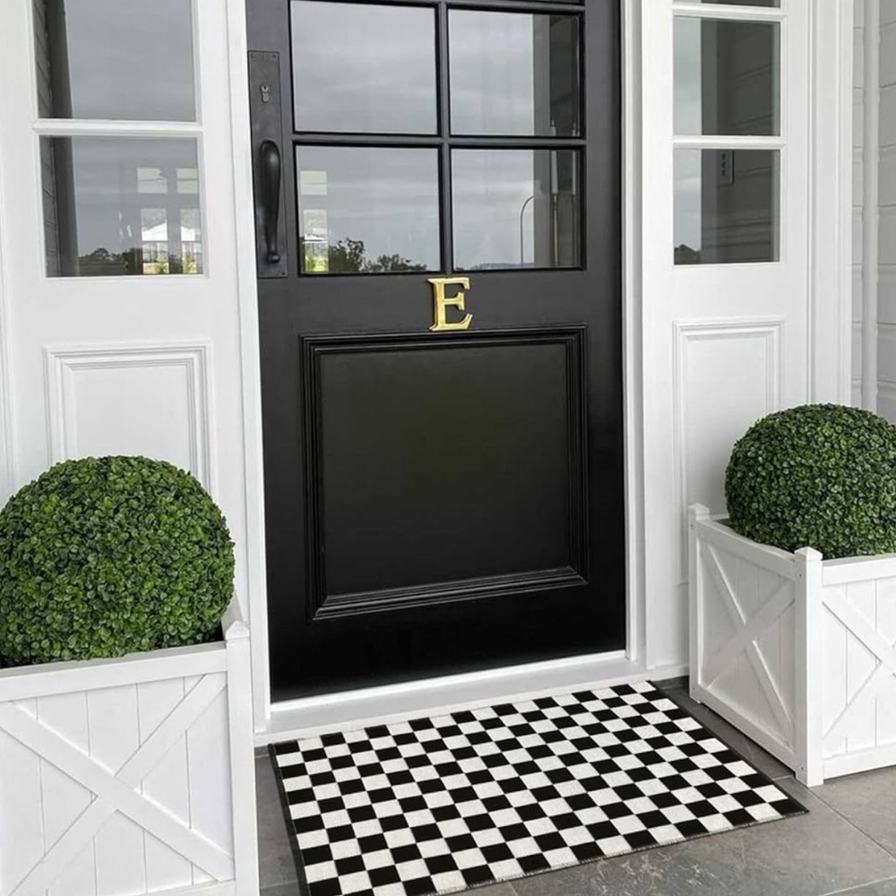 🆕 Black White Checker Rug Door Mat Decor Patio Porch Door Kitchen Bathroom NEW